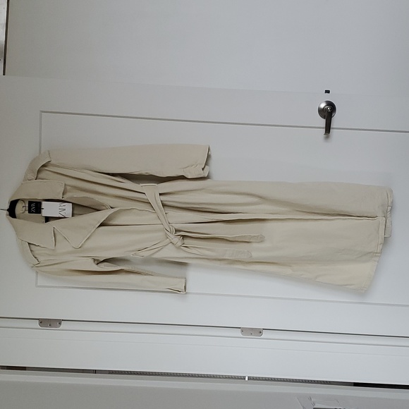 Zara Belted Cotton Top Coat - Picture 7 of 13